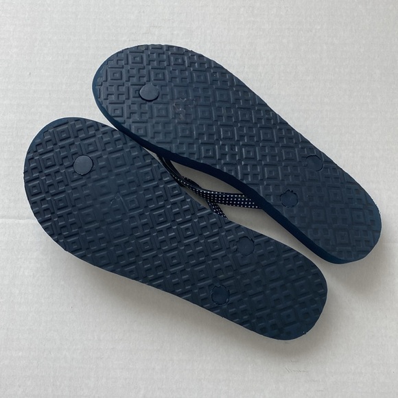 TORY BURCH Dark Blue Floral Flip Flops Size 6/7 - Picture 9 of 10